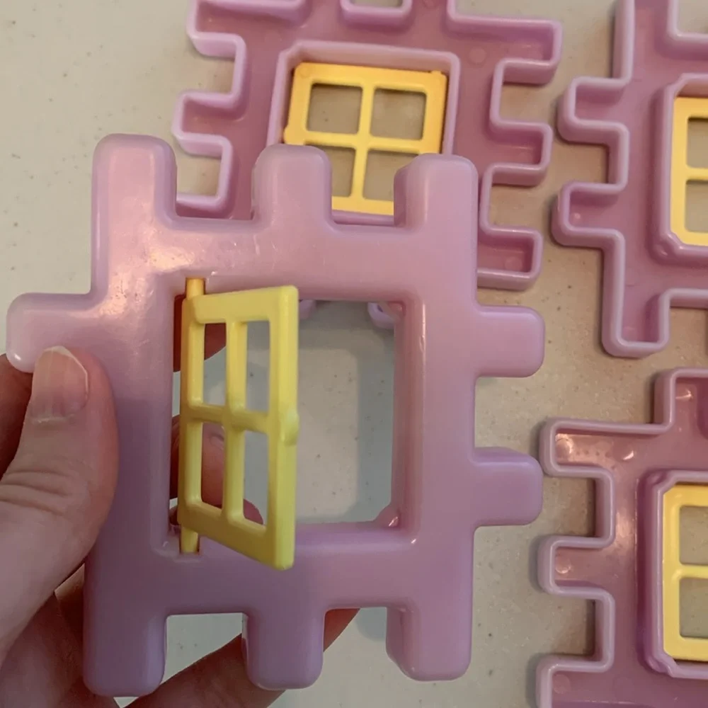 Vintage Little Tikes Wee Waffle Blocks Window Replacement Lot Purple Yellow Open